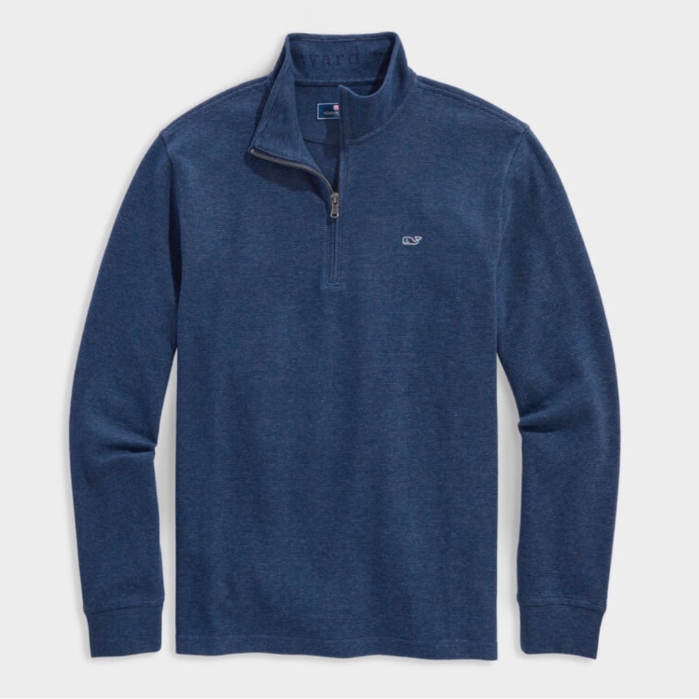 Vineyard Vines Saltwater Quarter Zip Deep Bay Blue Medium Men's Pullover